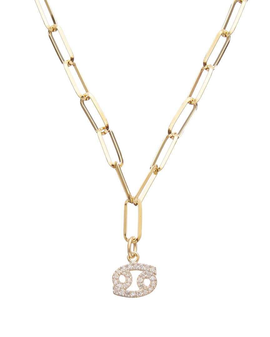 Shop Meshmerise 18k Over Silver 0.15 Ct. Tw. Diamond Zodiac Paperclip Necklace