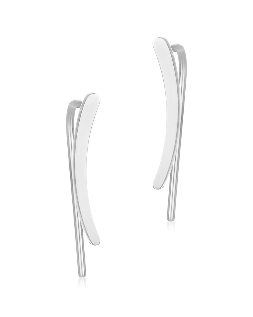 Shop Adornia Rhodium Plated Curved Climber Earrings