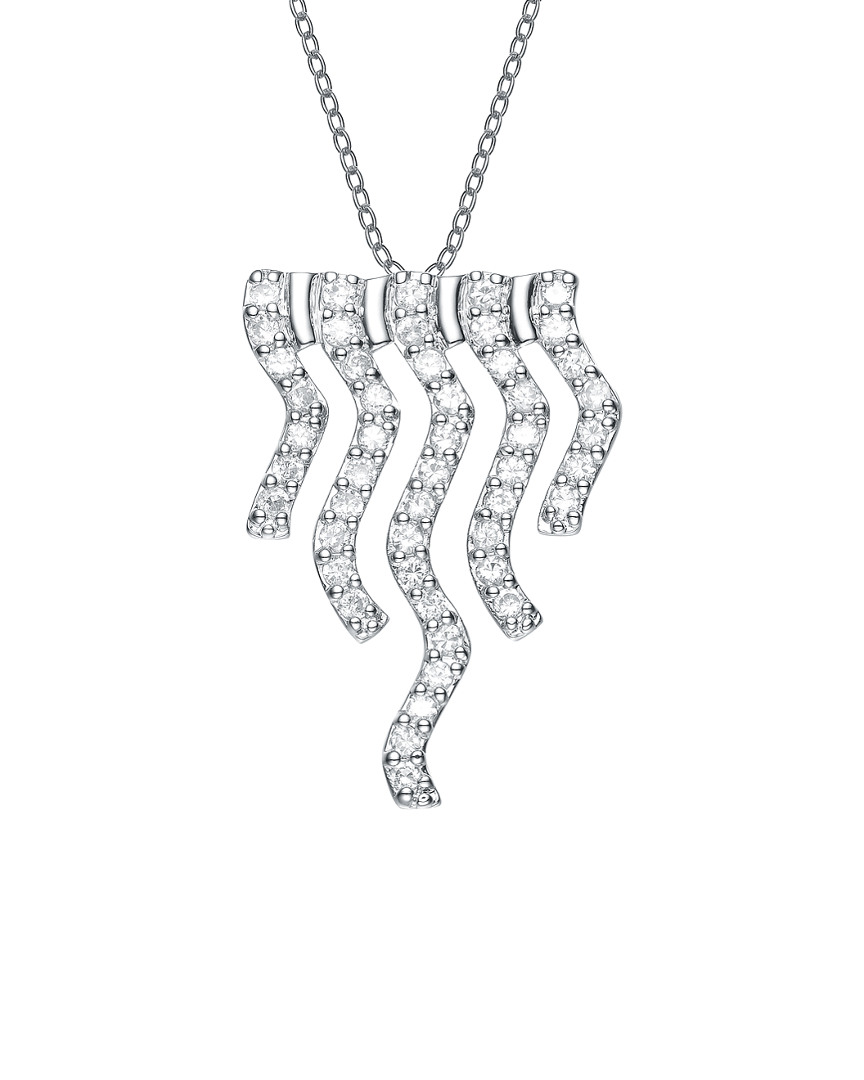 Genevive Silver Cz Necklace In Metallic