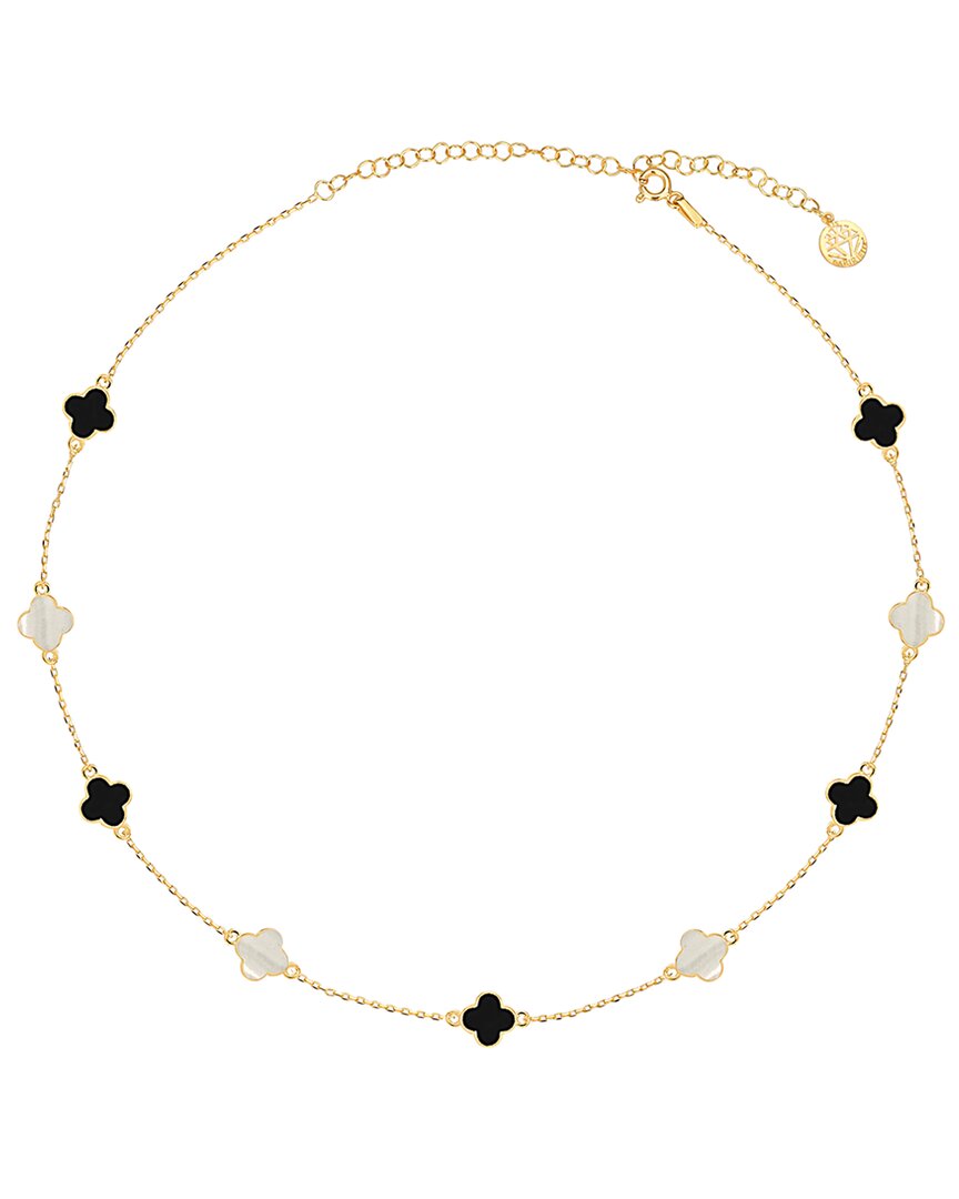 Gabi Rielle 14k Over Silver Cz Mini Clover Necklace