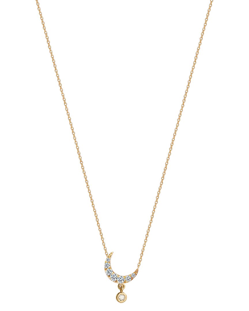 Gabi Rielle 14k Over Silver Cz Mini Moon Necklace In Gold