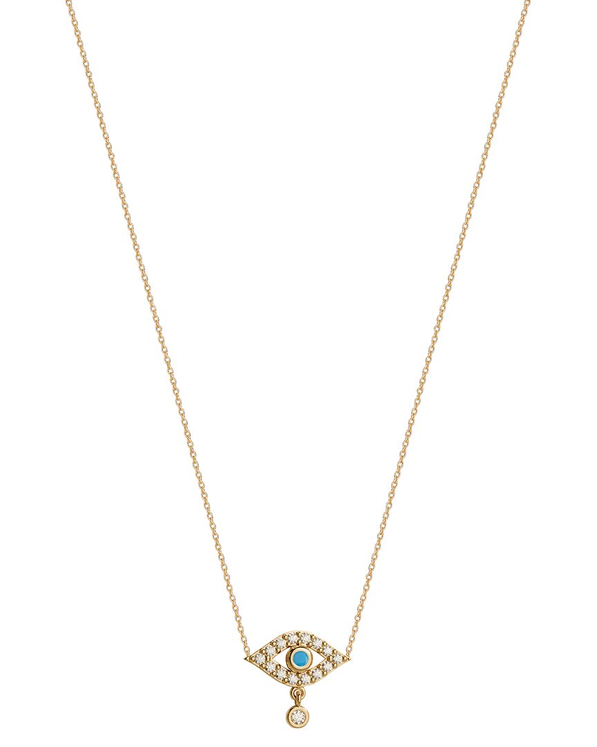 Gabi Rielle 14k Over Silver Cz Mini Evil Eye Necklace In Multi