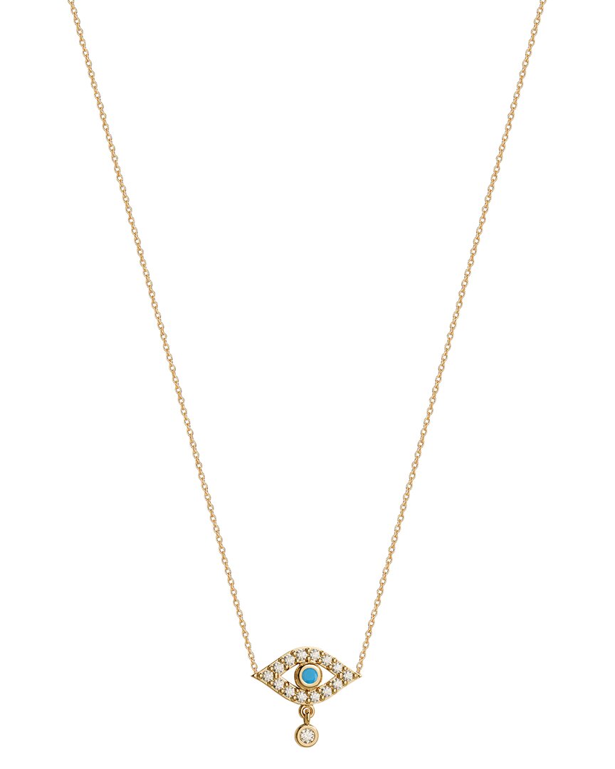 Gabi Rielle 14k Over Silver Cz Mini Evil Eye Necklace In Gold