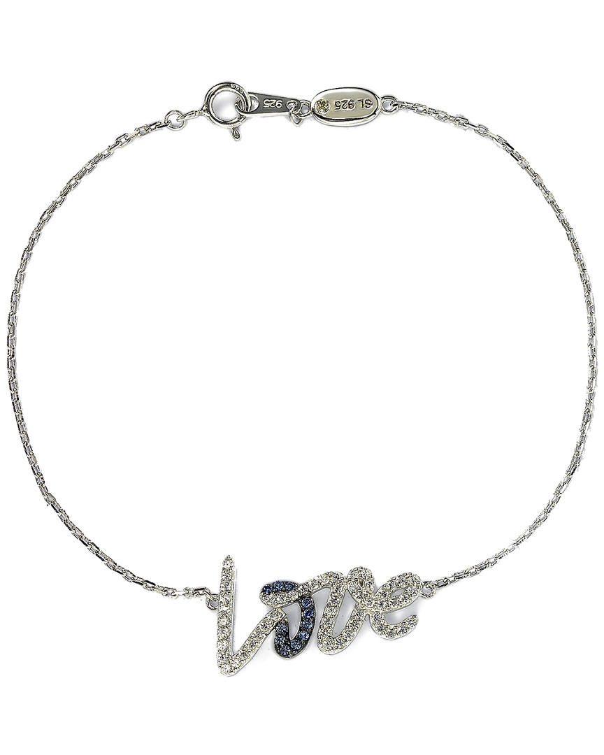 Suzy Levian Silver Diamond & Sapphire Love Bracelet
