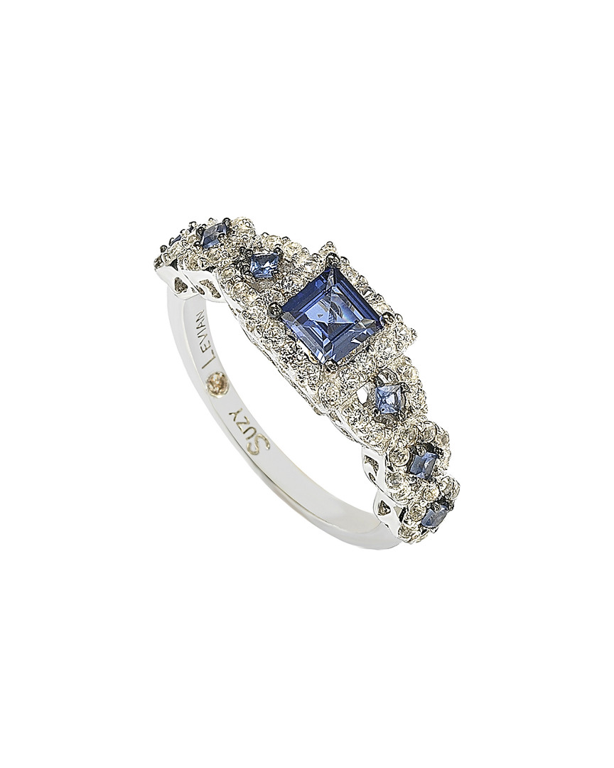 Shop Suzy Levian Silver 1.02 Ct. Tw. Diamond & Sapphire Ring