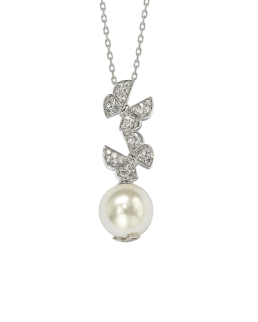SUZY LEVIAN SUZY LEVIAN SILVER 10MM PEARL & SAPPHIRE NECKLACE