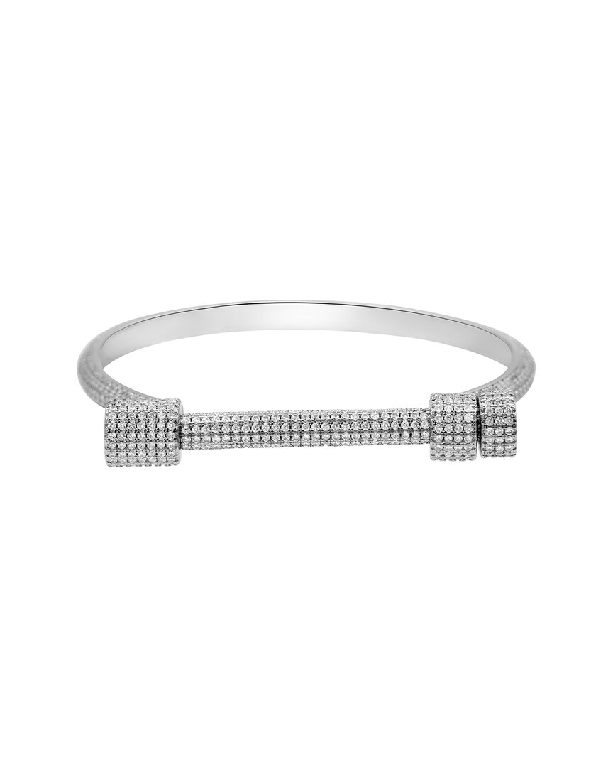 Adornia White Rhodium Plated Cz Screw Cuff Bracelet