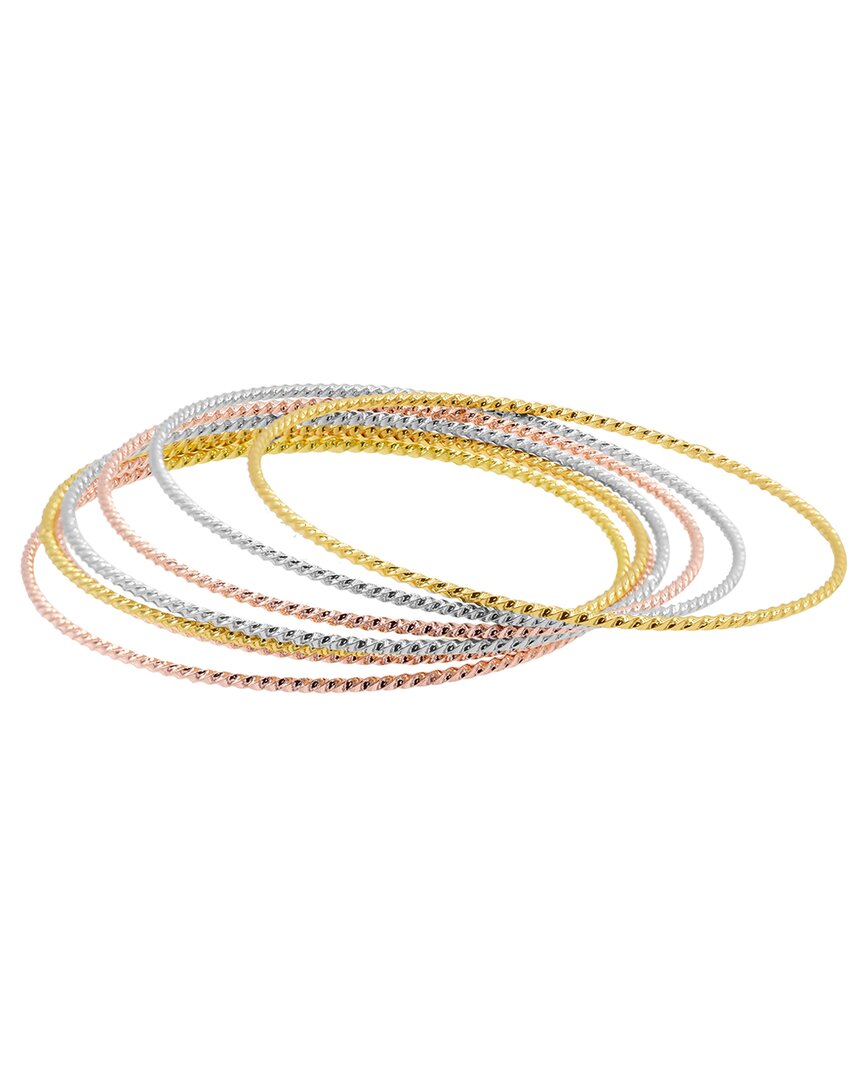 Adornia 14k Gold Plated Tri-color Skinny 7-piece Bangle Set