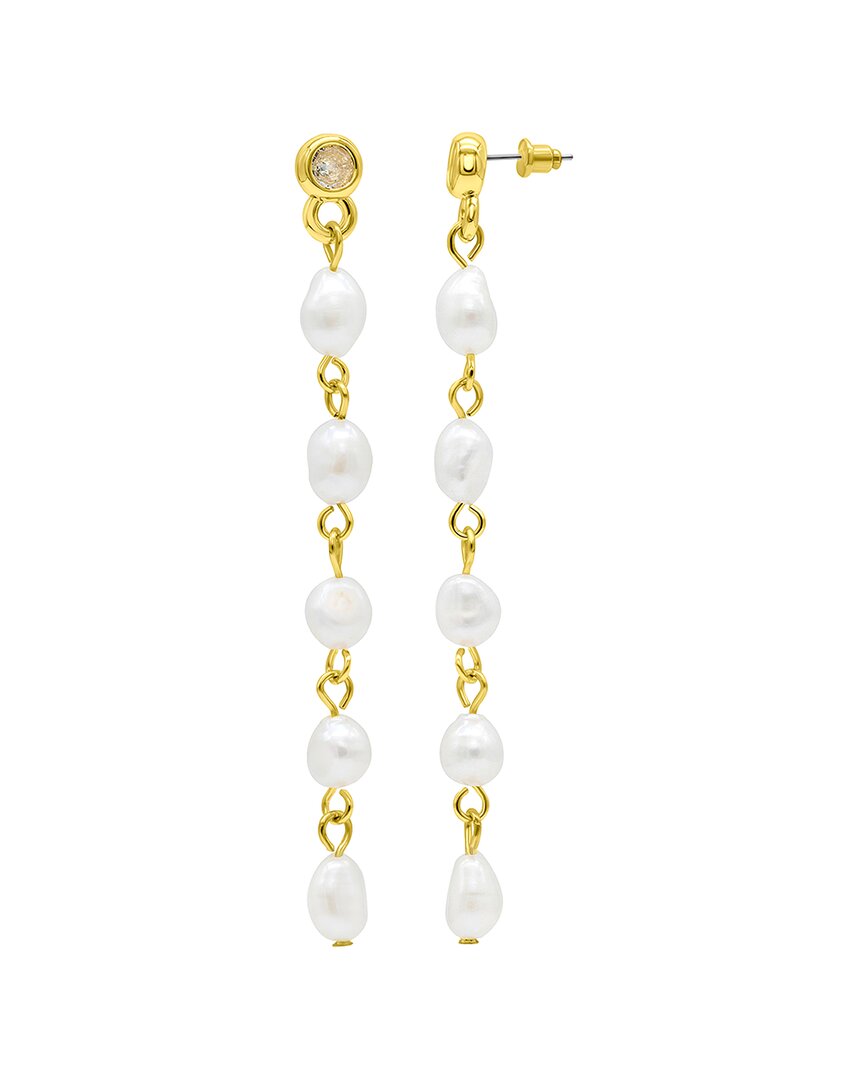 Adornia 14k Plated 6.35mm Pearl Dangle Earrings In Gold