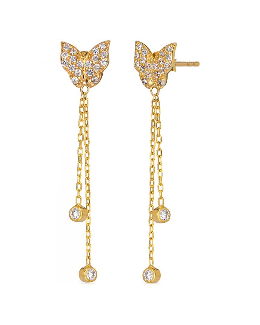 Gabi Rielle Next-level Layering 14k Over Silver Cz Butterfly Dangle Earrings