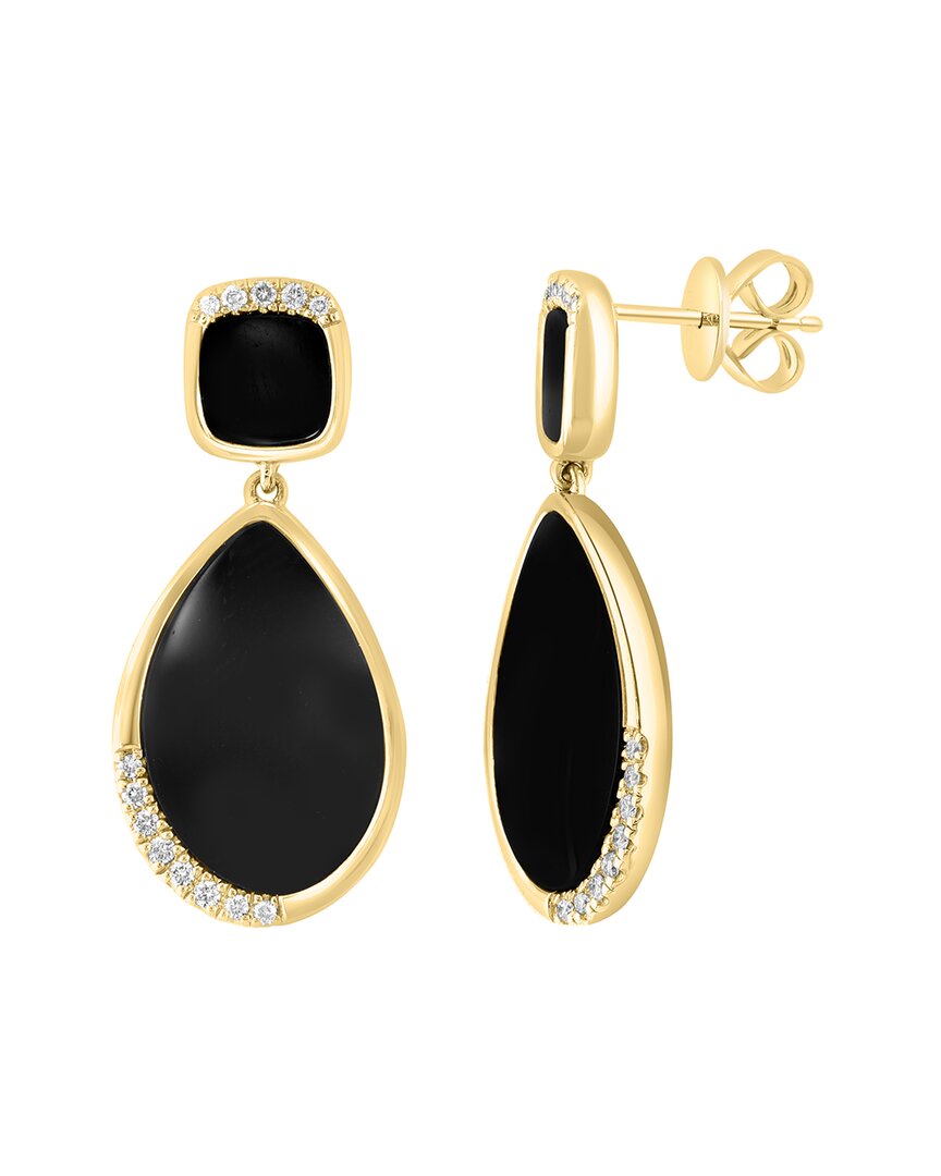 Effy Fine Jewelry 14k 8.41 Ct. Tw. Diamond & Onyx Earrings In Gold