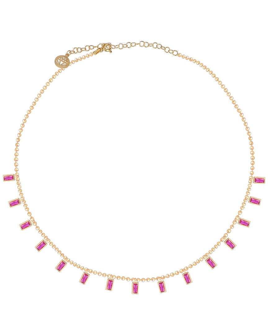 Gabi Rielle Pink Petal Baguette Necklace In Gold