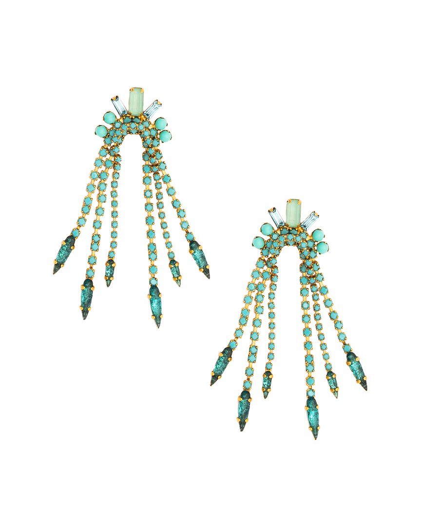 Elizabeth Cole 24k Plated Chandelier Earrings In Green