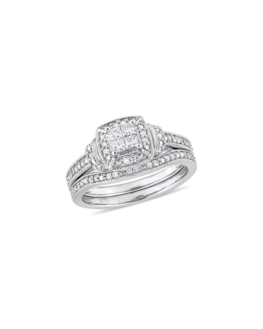 Rina Limor 10k 0.35 Ct. Tw. Diamond Halo Bridal Set