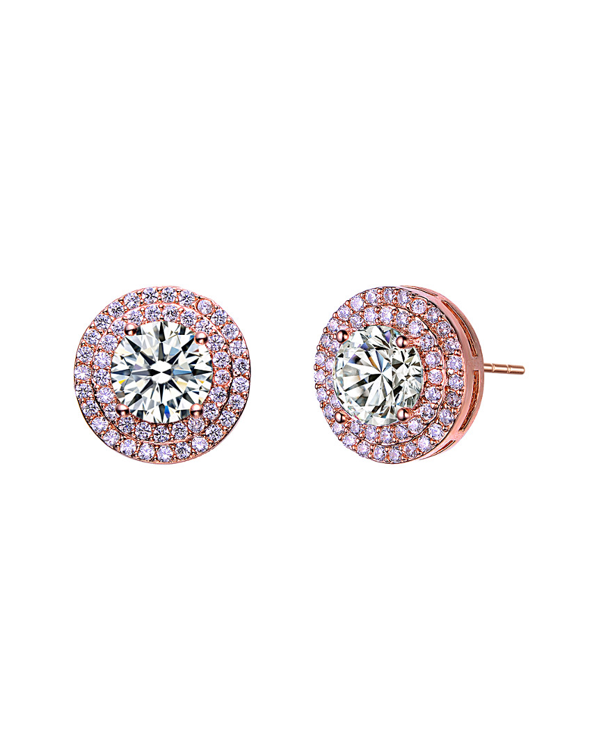 Genevive 14k Rose Gold Vermeil Cz Studs