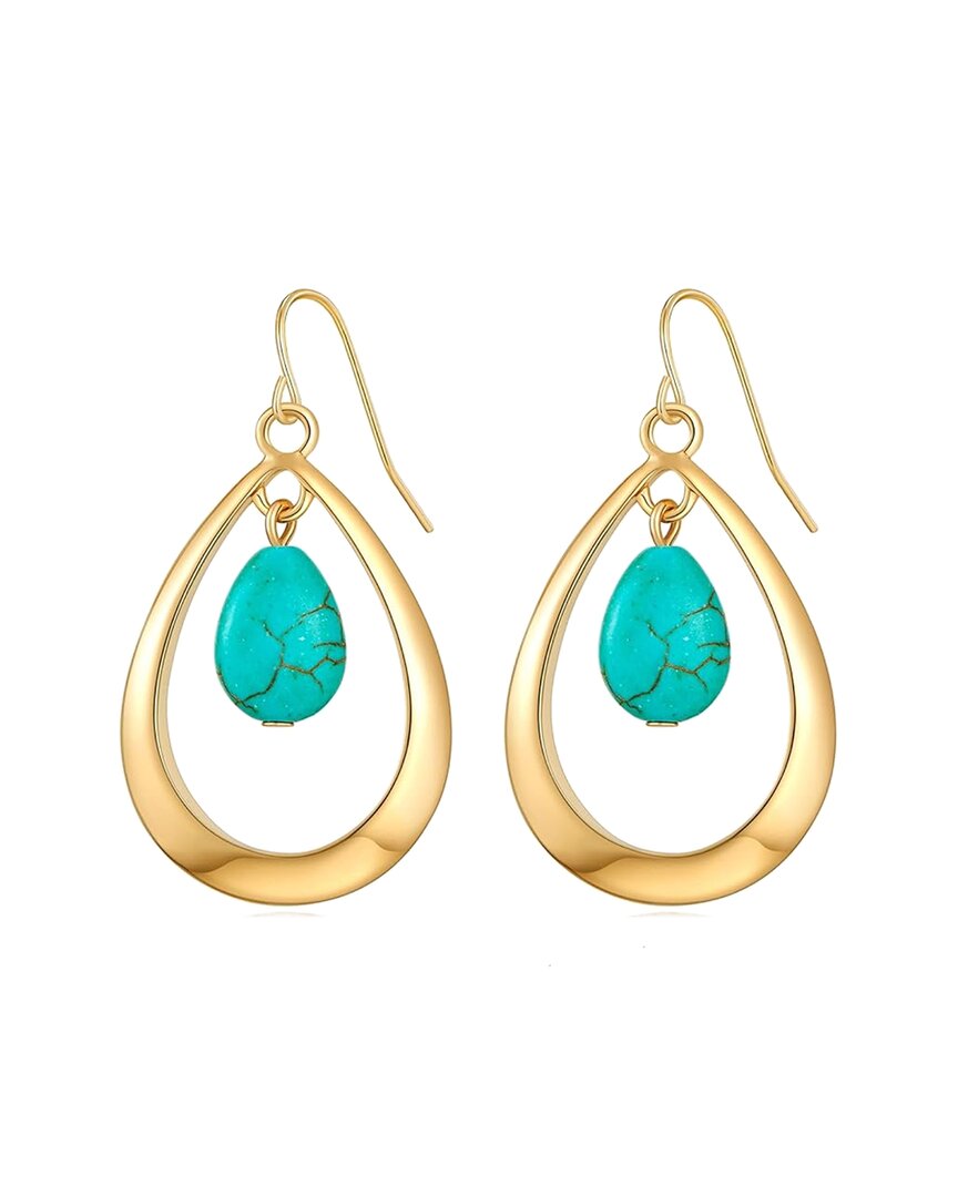 Shop Liv Oliver 18k Plated 5.75 Ct. Tw. Turquoise Drop Earrings