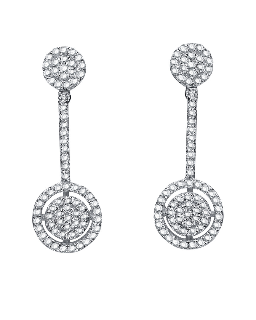 Genevive Silver Cz Round Drop Earrings