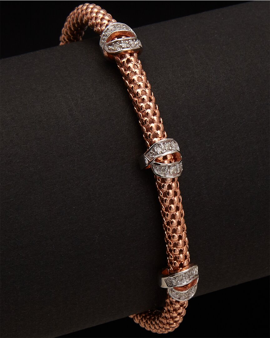 MESHMERISE MESHMERISE 18K OVER SILVER 0.18 CT. TW. DIAMOND BANGLE BRACELET