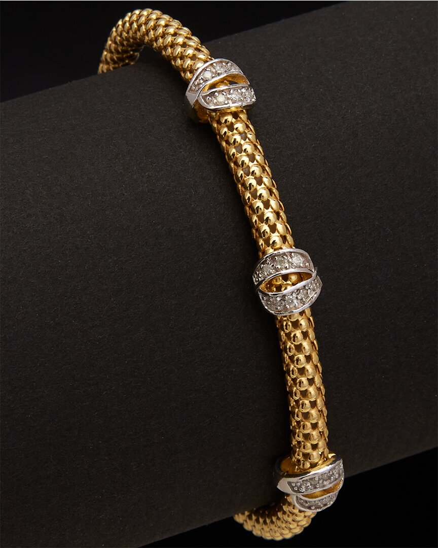 Meshmerise 18k Over Silver 0.18 Ct. Tw. Diamond Bangle Bracelet