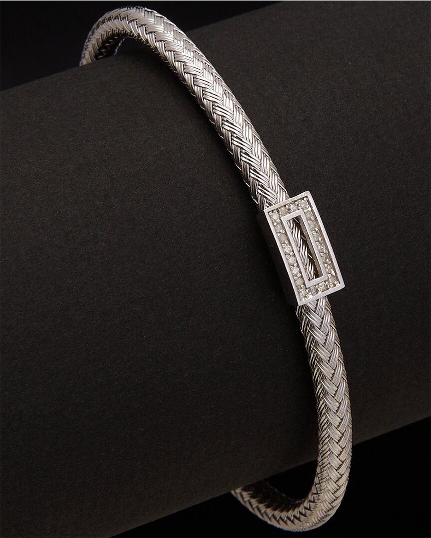Meshmerise 18k Over Silver 0.15 Ct. Tw. Diamond Bangle Bracelet