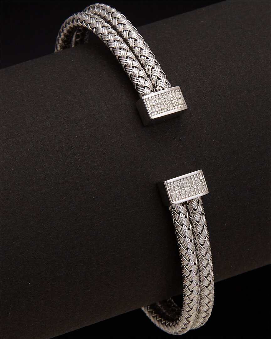 Meshmerise 18k Over Silver 0.12 Ct. Tw. Diamond Bangle Bracelet