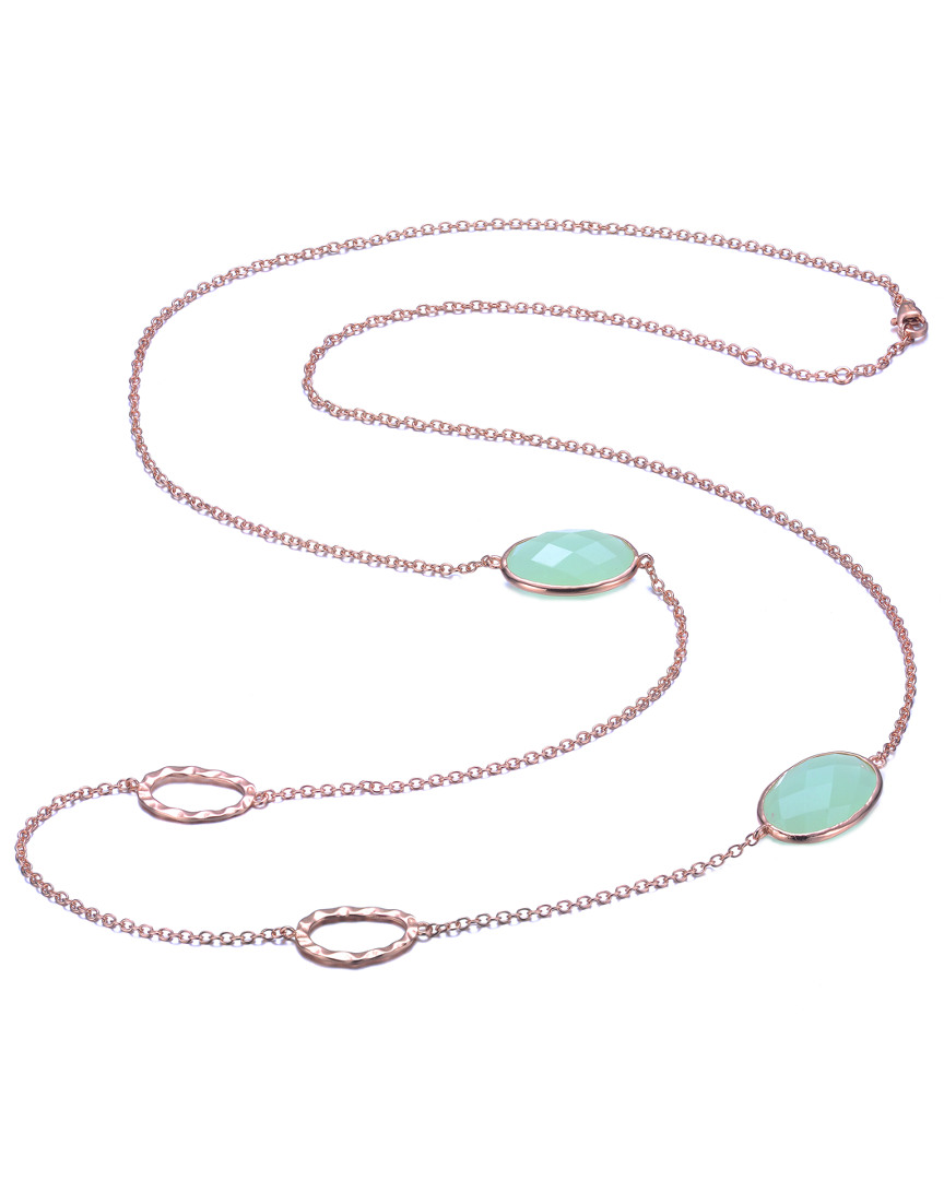 GENEVIVE GENEVIVE 18K ROSE GOLD VERMEIL GREEN CZ 30IN NECKLACE