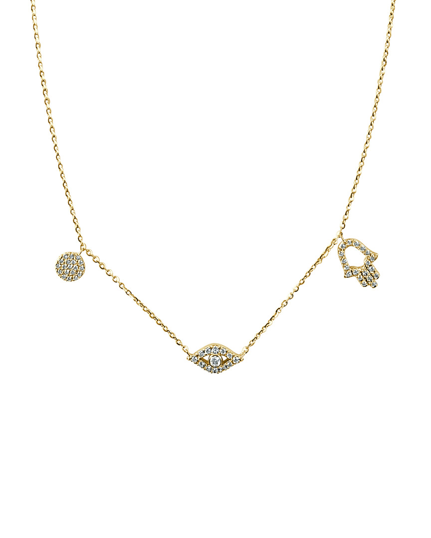 Sabrina Designs 14k 0.22 Ct. Tw. Diamond Evil Eye & Hamsa Necklace