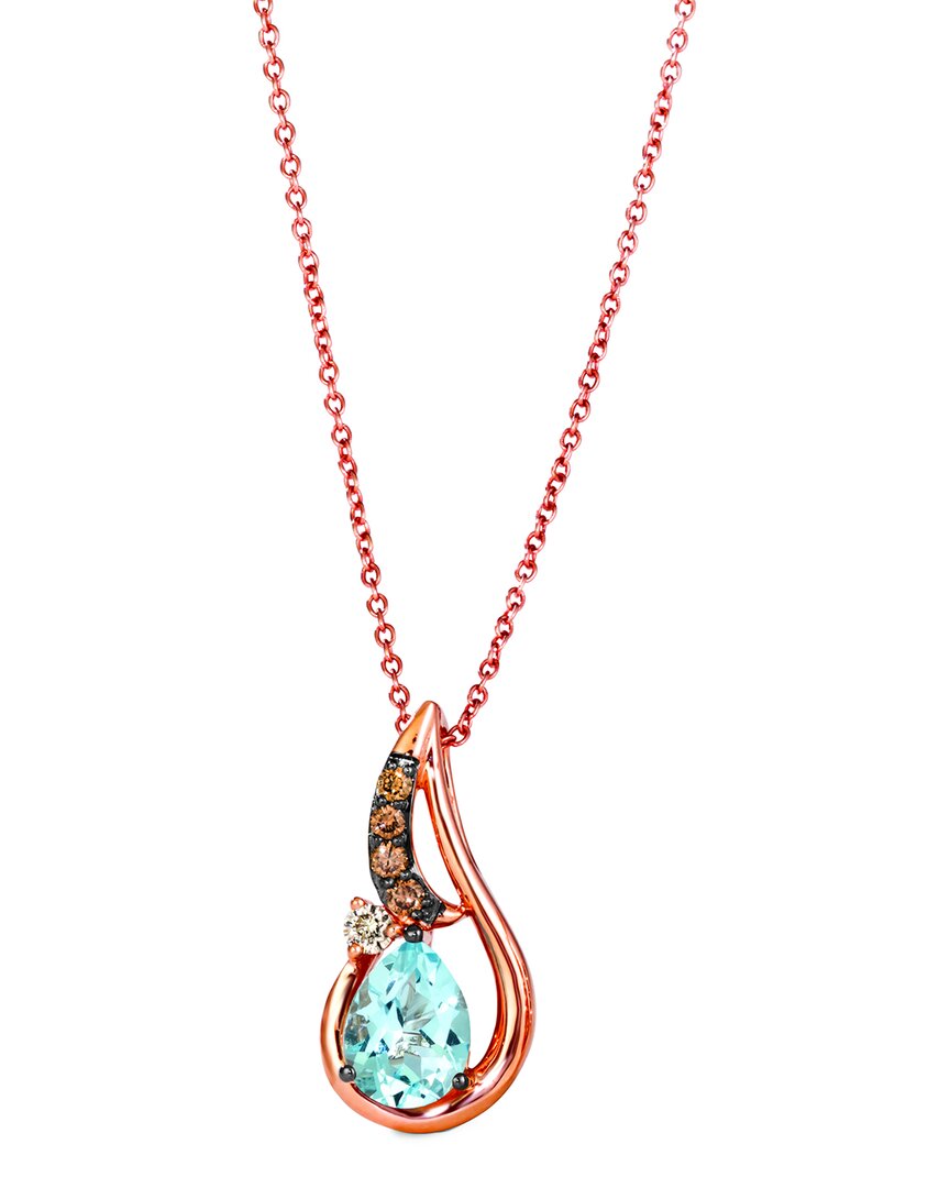 Le Vian 14k Rose Gold 1.13 Ct. Tw. Diamond & Blue Topaz Pendant Necklace