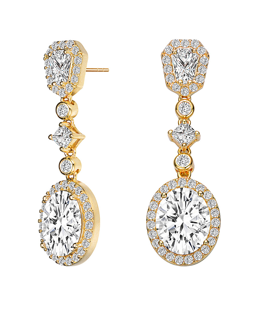 Genevive Sterling Silver Gold Plated Cubic Zirconia Accent Long Drop Earrings