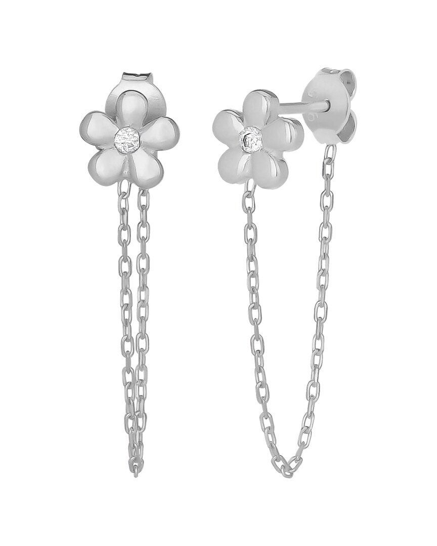 Glaze Jewelry Silver Cz Flower Earrings