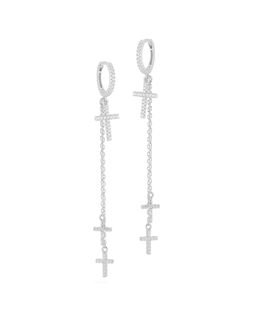 Glaze Jewelry Silver Cz Cross Earrings