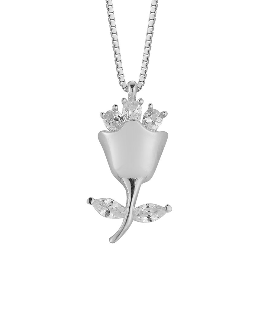 Glaze Jewelry Silver Cz Rose Necklace