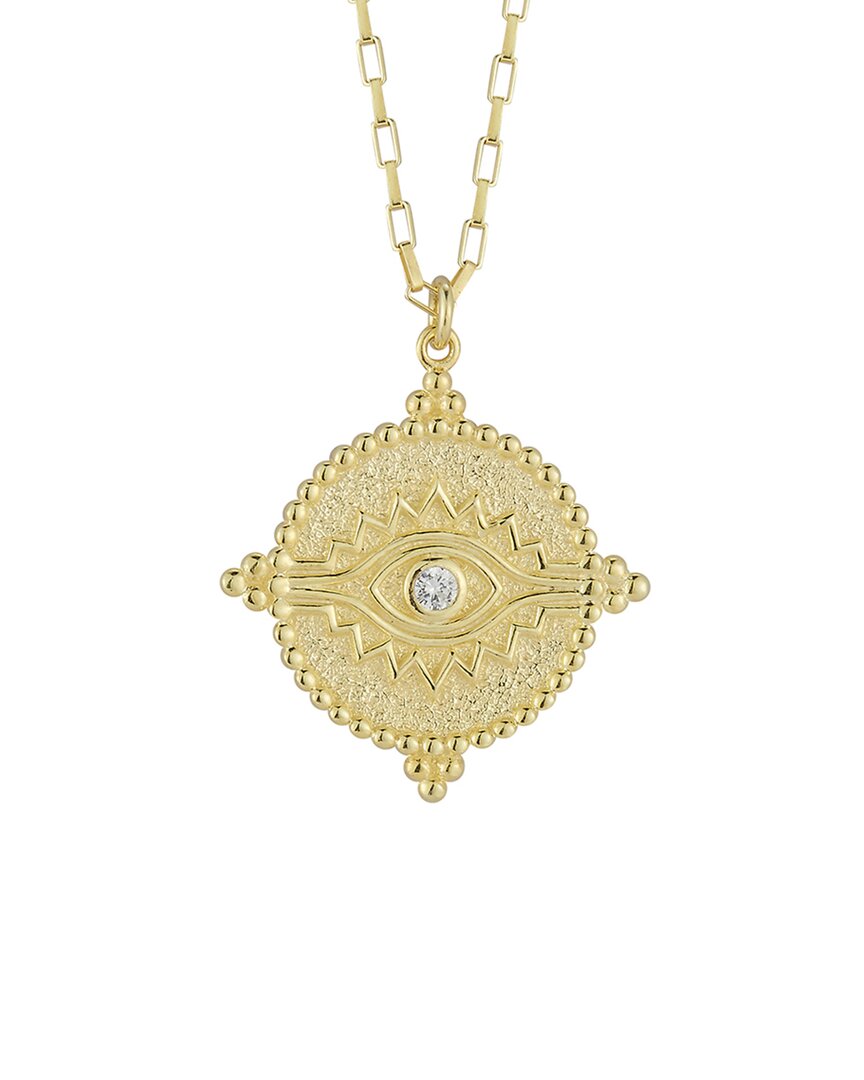 Glaze Jewelry 14k Over Silver Cz Evil Eye Necklace In Gold