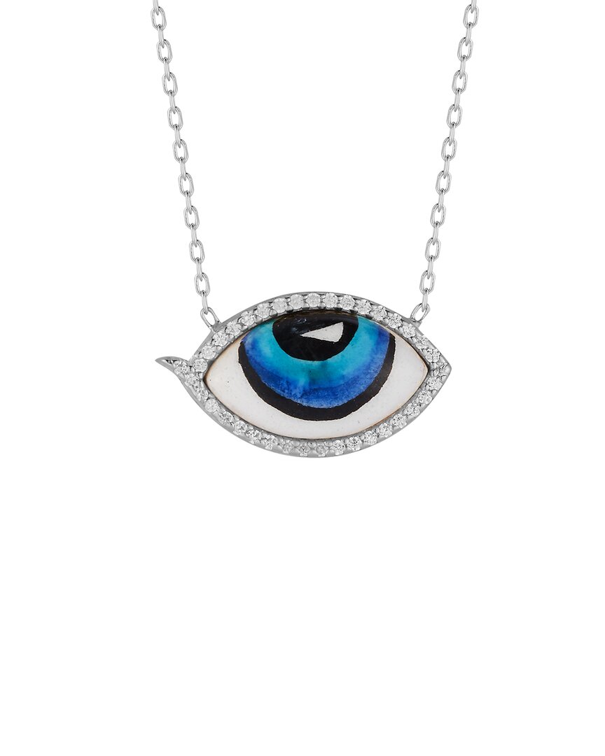 Glaze Jewelry Silver Cz Evil Eye Necklace