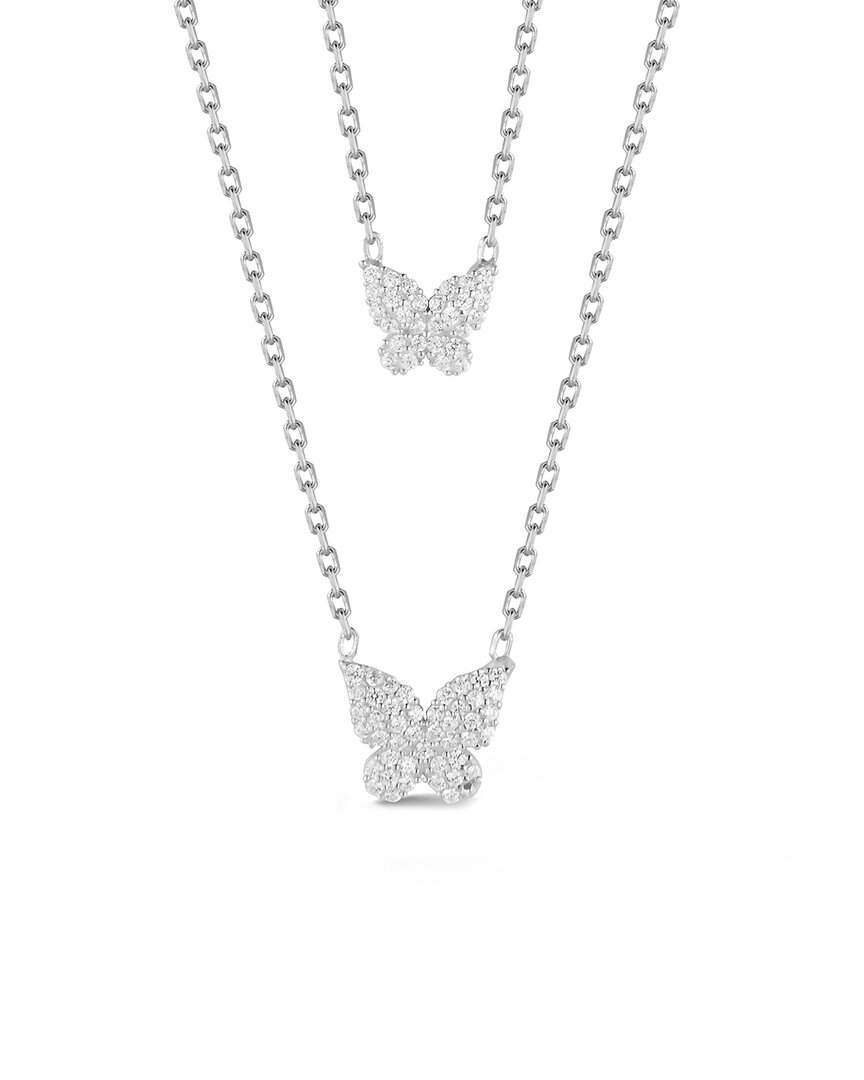 Glaze Jewelry Silver Cz Butterfly Necklace In Metallic