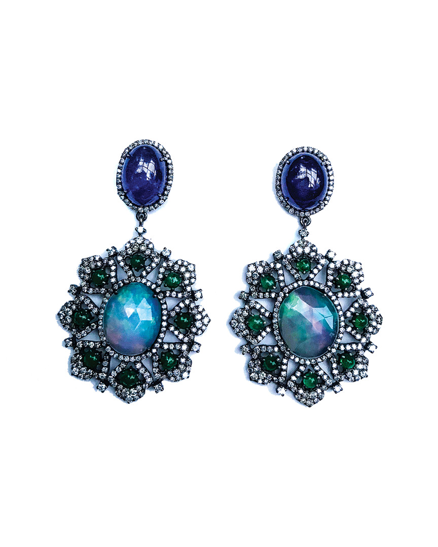 Arthur Marder Fine Jewelry 14k & Silver 25.52 Ct. Tw. Diamond & Gemstone Drop Earrings