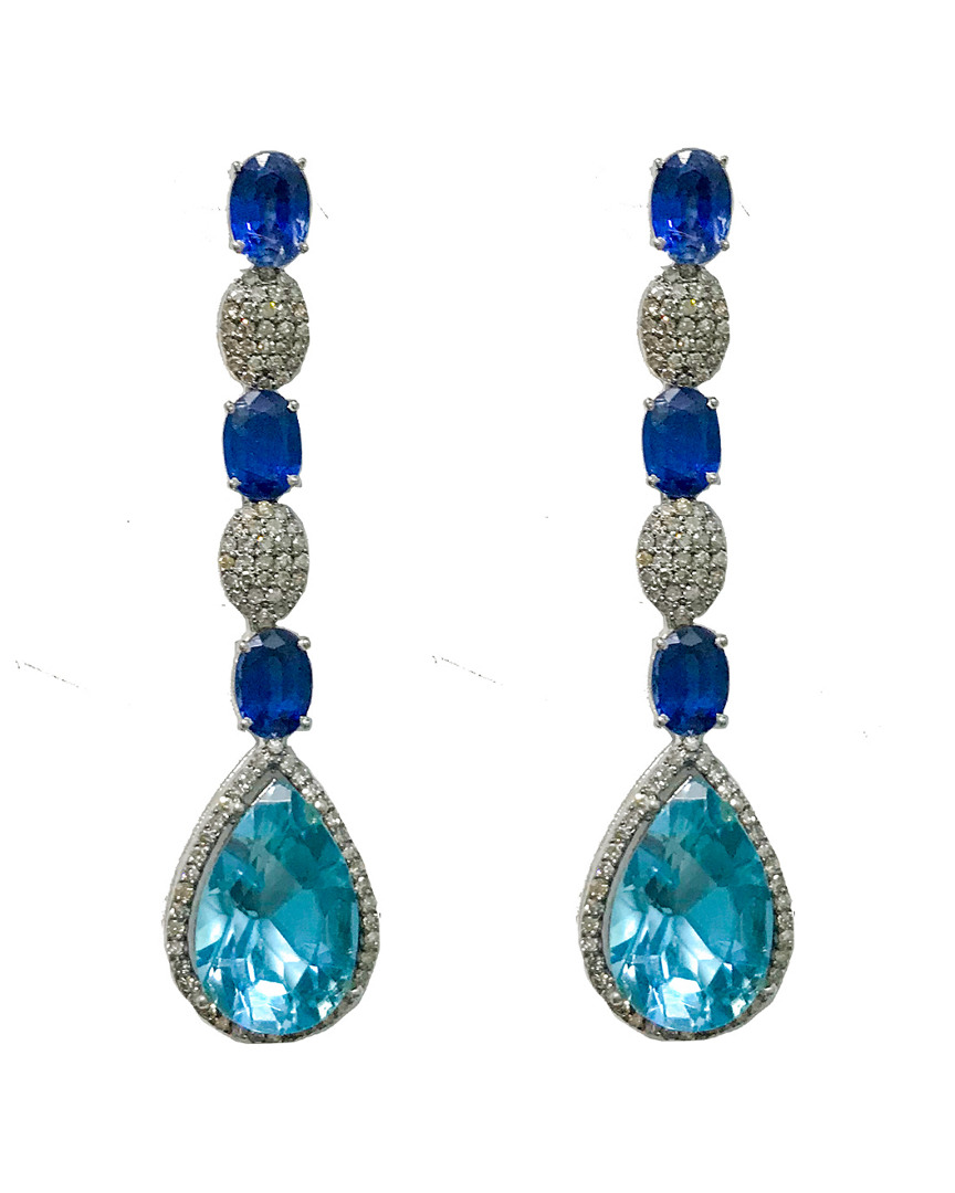 Arthur Marder Fine Jewelry Silver 1.35 Ct. Tw. Diamond & Kynite Drop Earrings