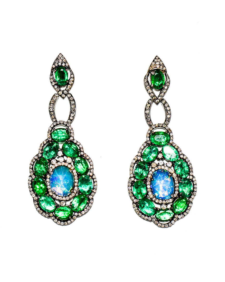 Arthur Marder Fine Jewelry 14k & Silver 18.18 Ct. Tw. Diamond & Gemstone Drop Earrings