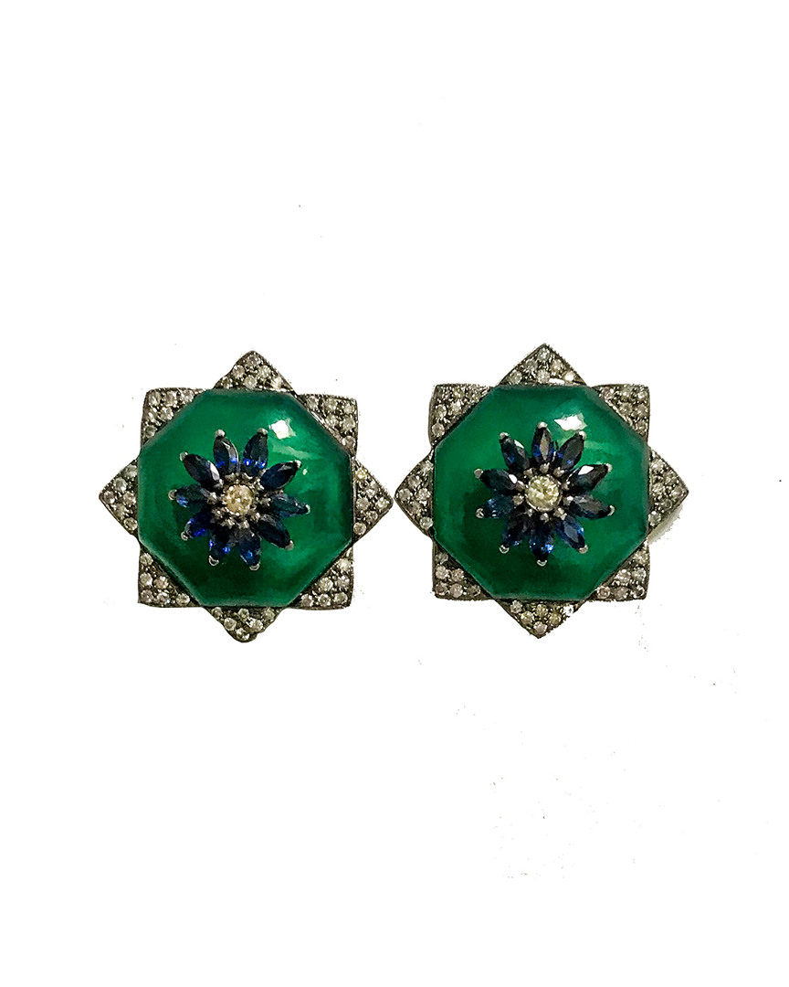 Arthur Marder Fine Jewelry Silver 3.31 Ct. Tw. Diamond & Gemstone Earrings