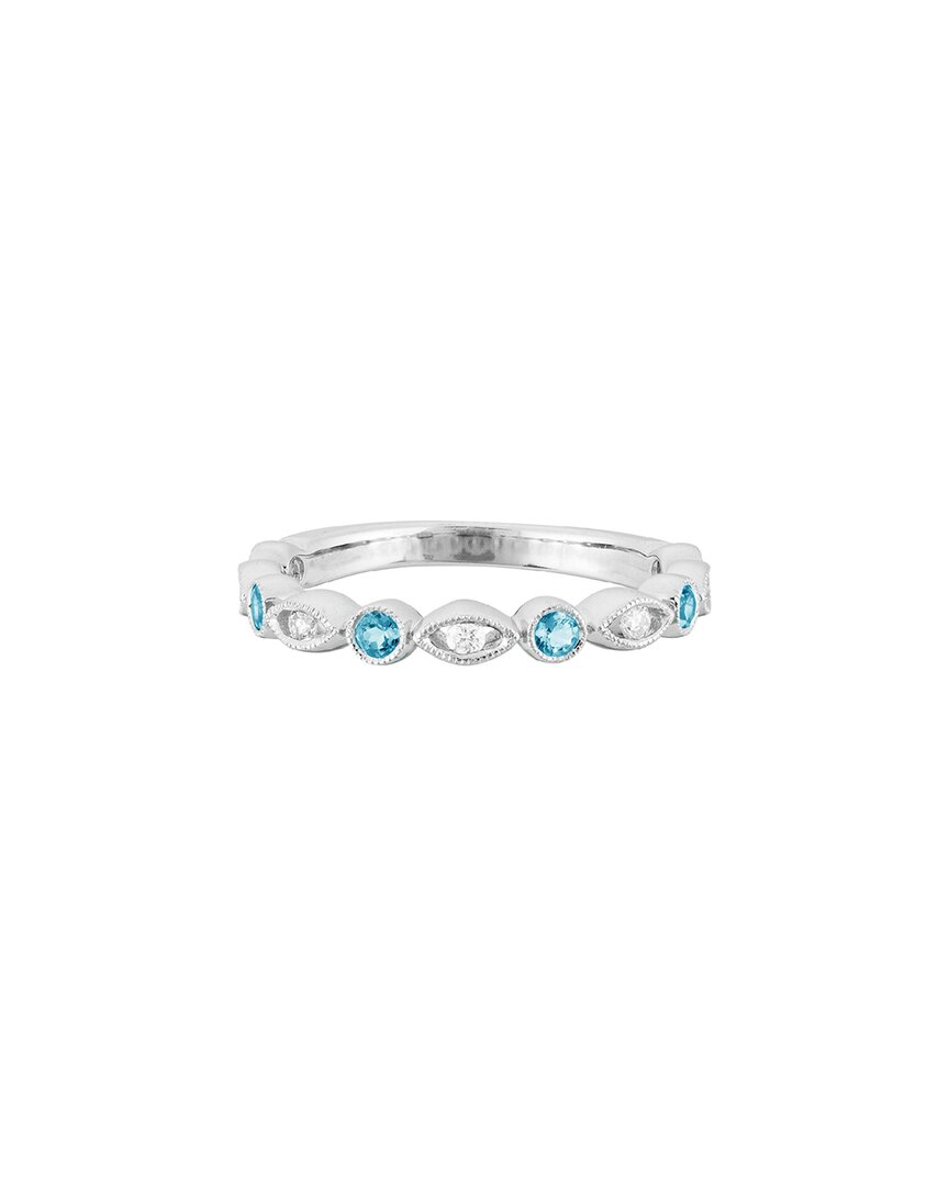 Diamond Select Cuts 14k Diamond .11 Ct. & .27 Ct. Blue Topaz Ring
