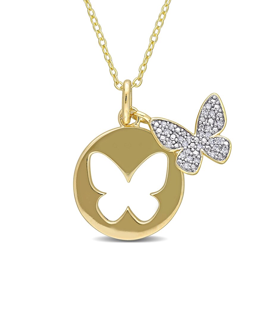 Rina Limor Vermeil Diamond Double Butterfly Necklace