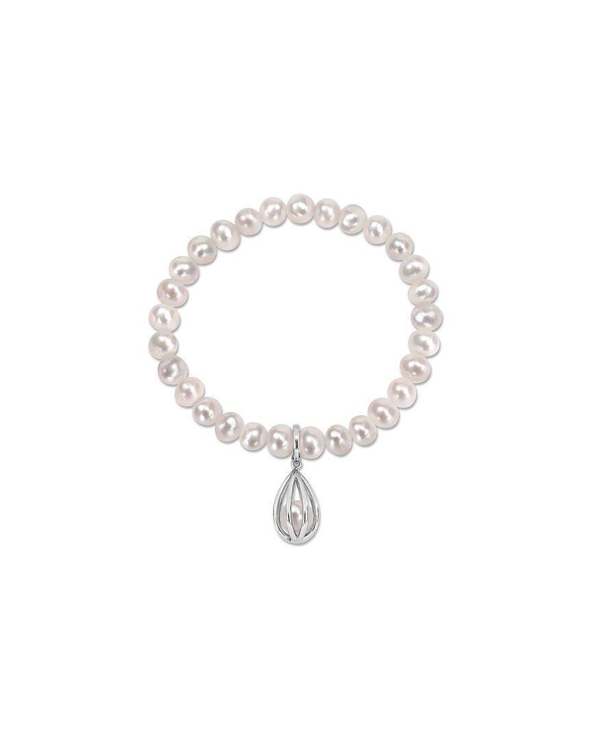 Rina Limor Silver Pearl Charm Bracelet