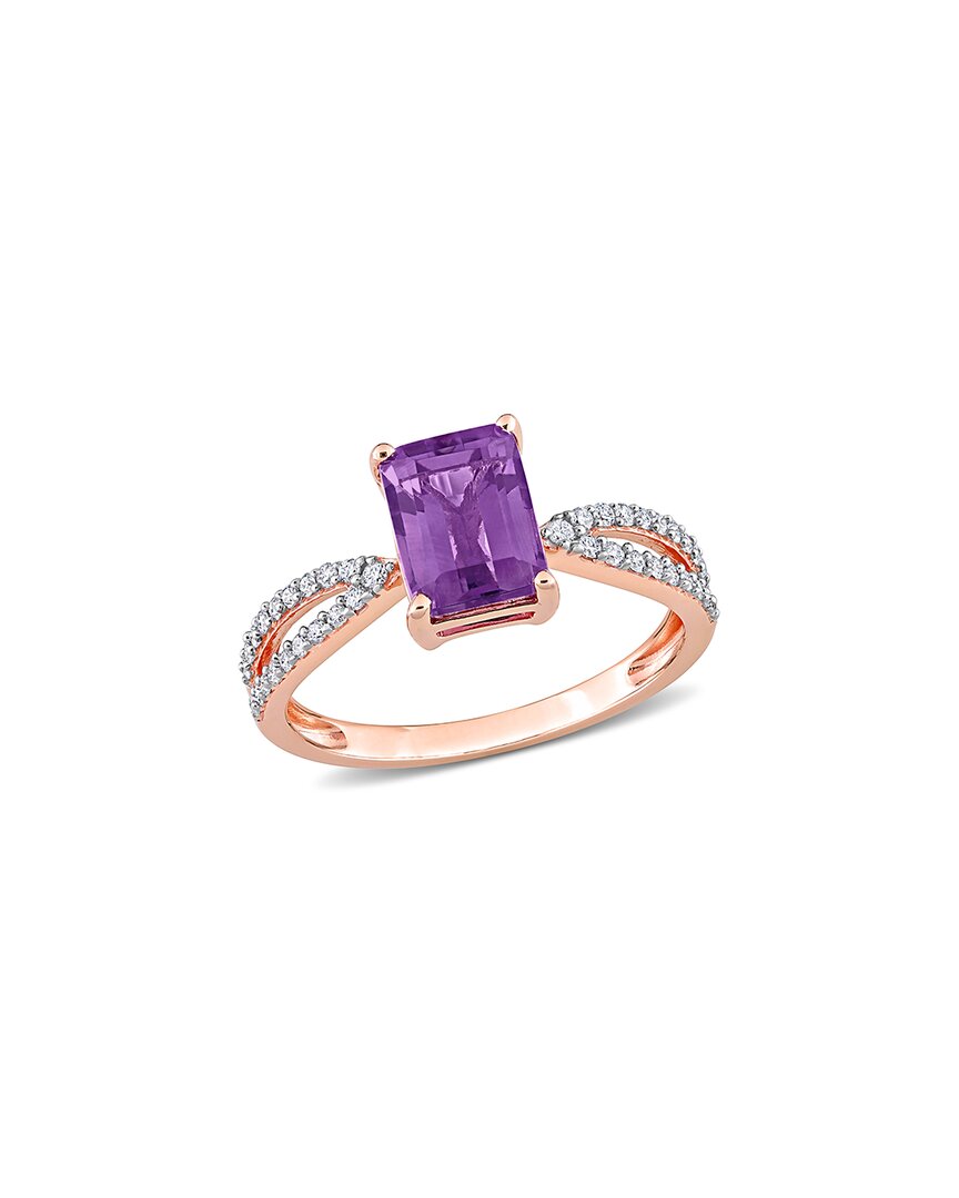 Rina Limor 14k Rose Gold 1.54 Ct. Tw. Diamond & Amethyst Ring