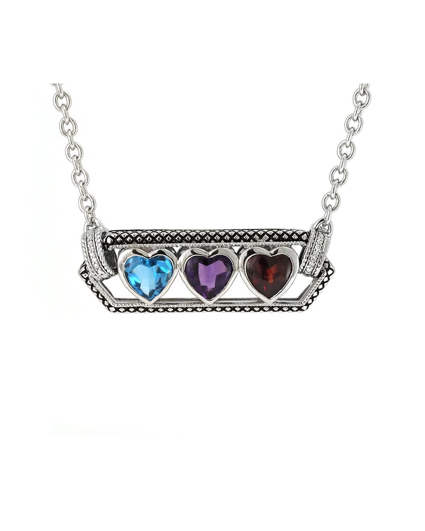 Andrea Candela Andréa Candela Amante Silver 3.98 Ct. Tw. Diamond & Gemstone Heart Necklace