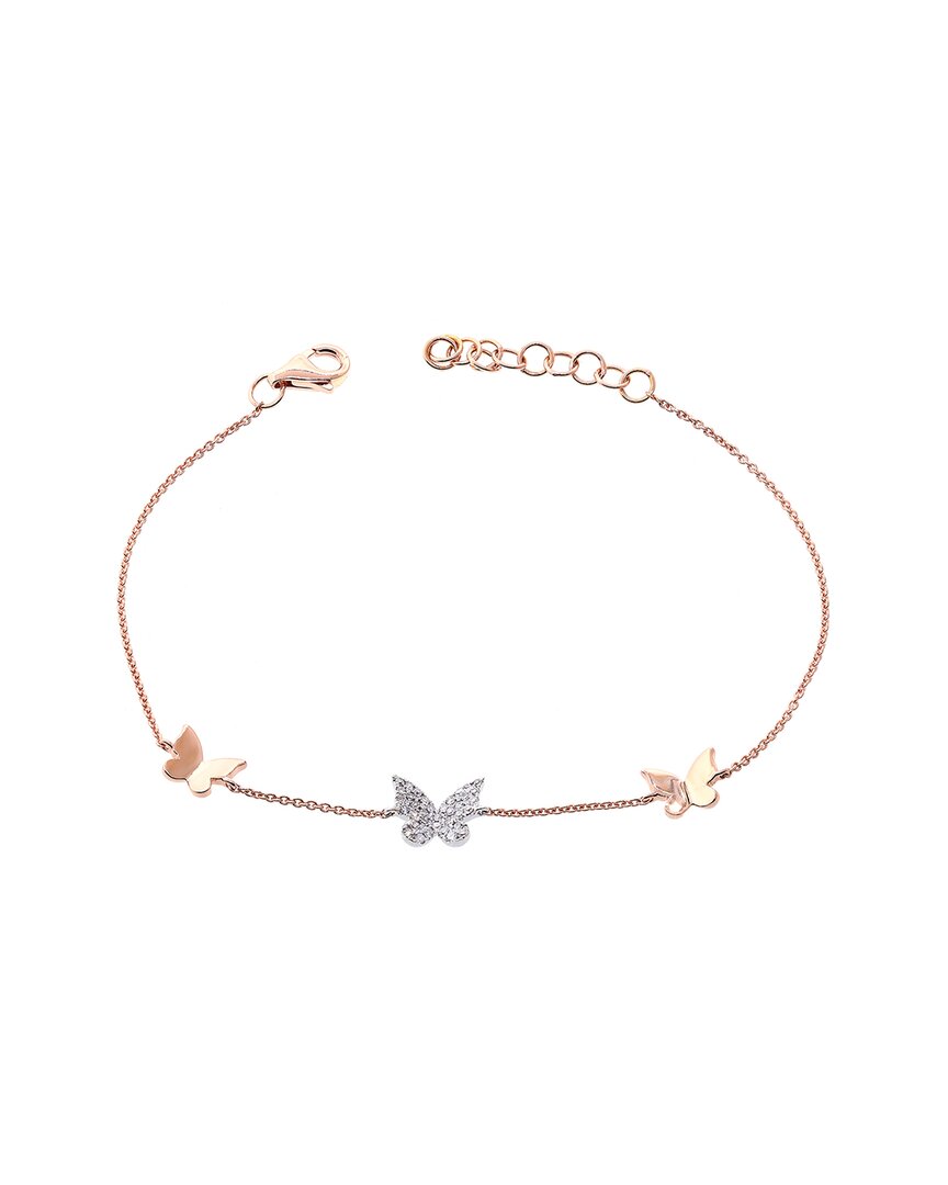 Sabrina Designs 14k Rose Gold 0.11 Ct. Tw. Diamond Butterfly Station Bracelet In Burgundy