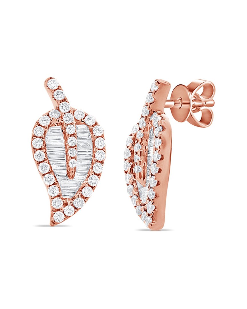 Sabrina Designs 14k Rose Gold 0.46 Ct. Tw. Diamond Leaf Studs