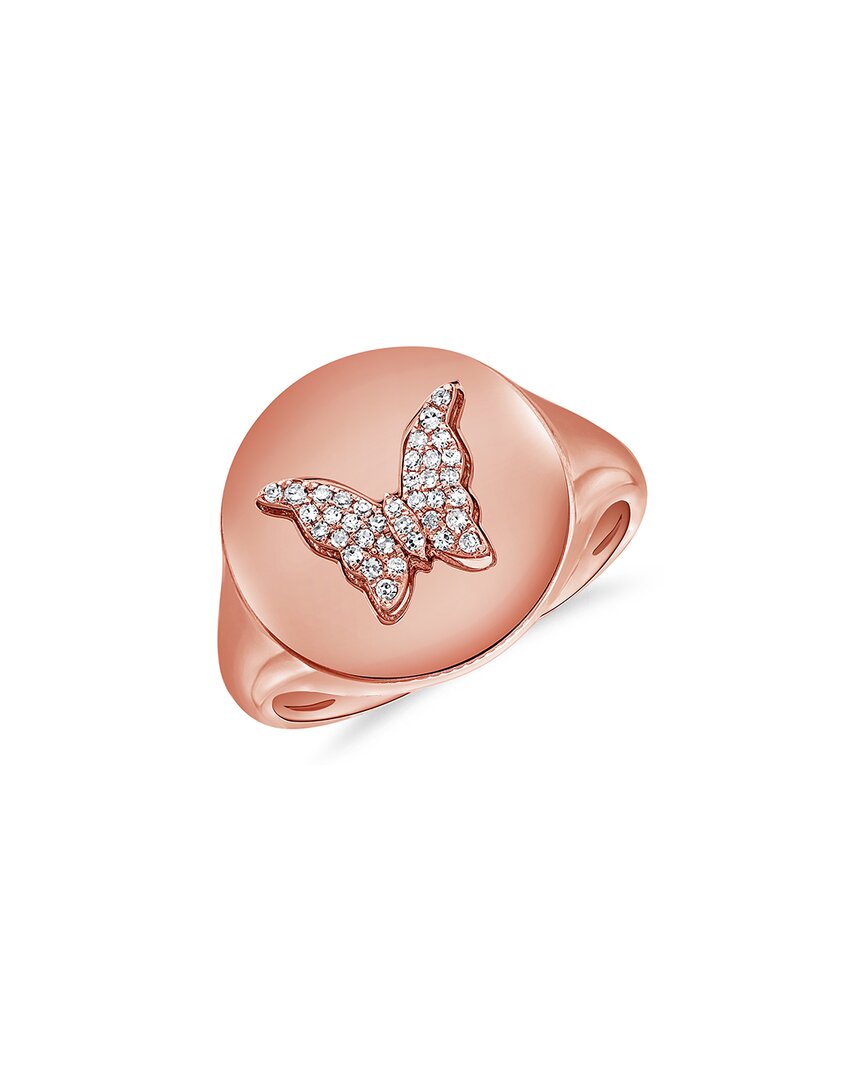 Sabrina Designs 14k Rose Gold 0.07 Ct. Tw. Diamond Butterfly Signet Ring