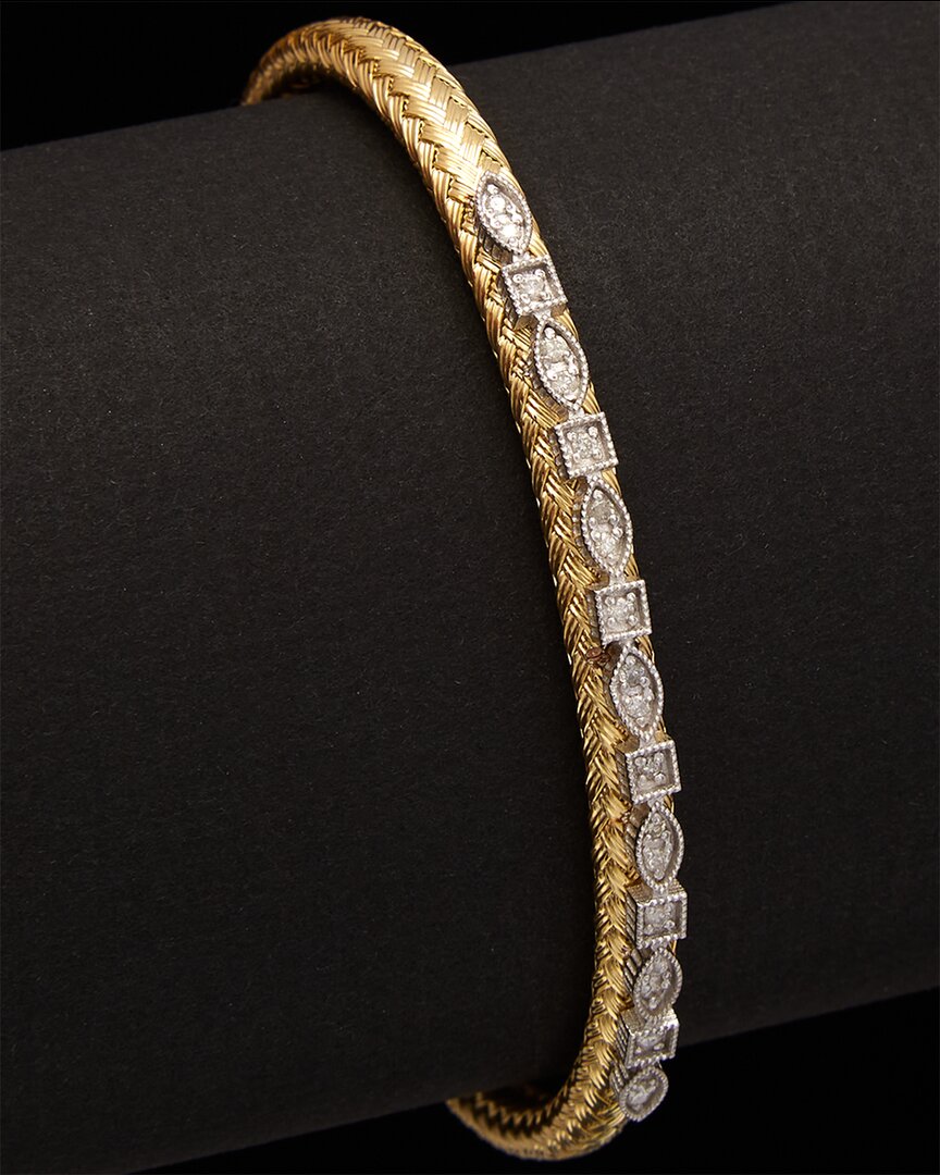 Meshmerise 18k Over Silver 0.20 Ct. Tw. Diamond Bangle Bracelet In Gold