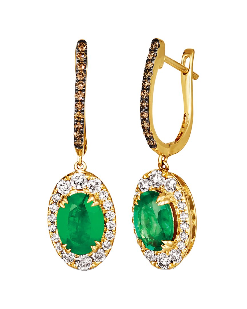 Le Vian ® Euphoria Chocolate 14k 2.17 Ct. Tw. Diamond & Emerald Earrings