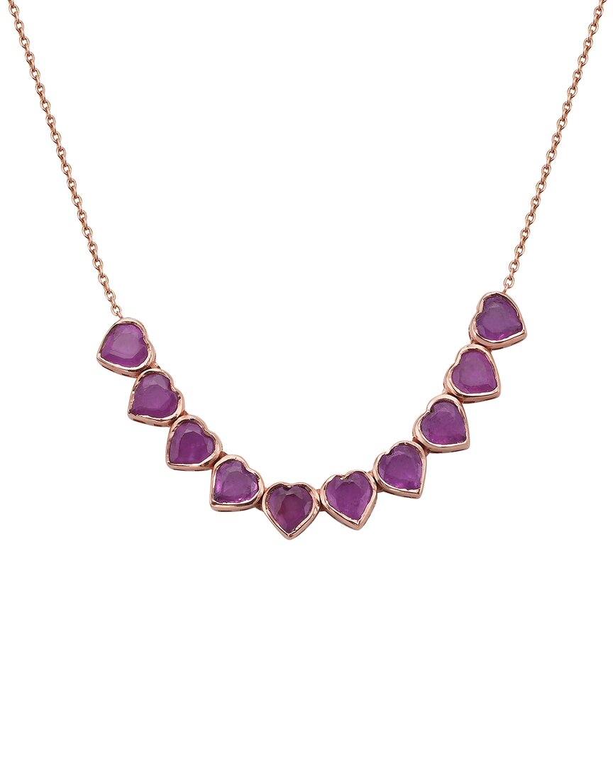 Forever Creations Usa Inc. Forever Creations 14k Rose Gold 3.30 Ct. Tw. Pink Sapphire Heart Bar Necklace
